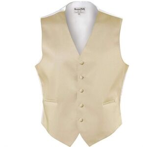 NEW Tuxedo Park Mens Champagne Satin 5 Button Full Back Vest Formal Size 2XL